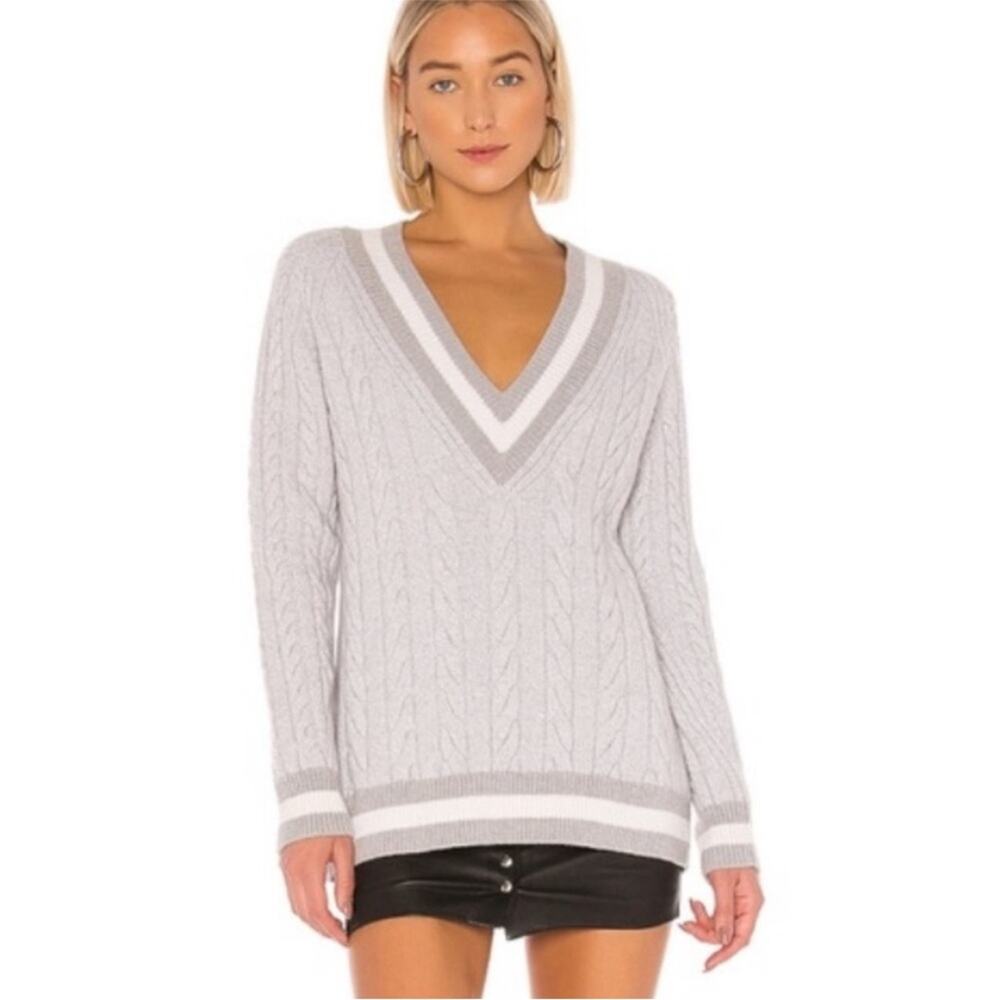 Rag & Bone 100% Merino Wool Deep Plunge Oversized Preppy Tennis Sweater Small
